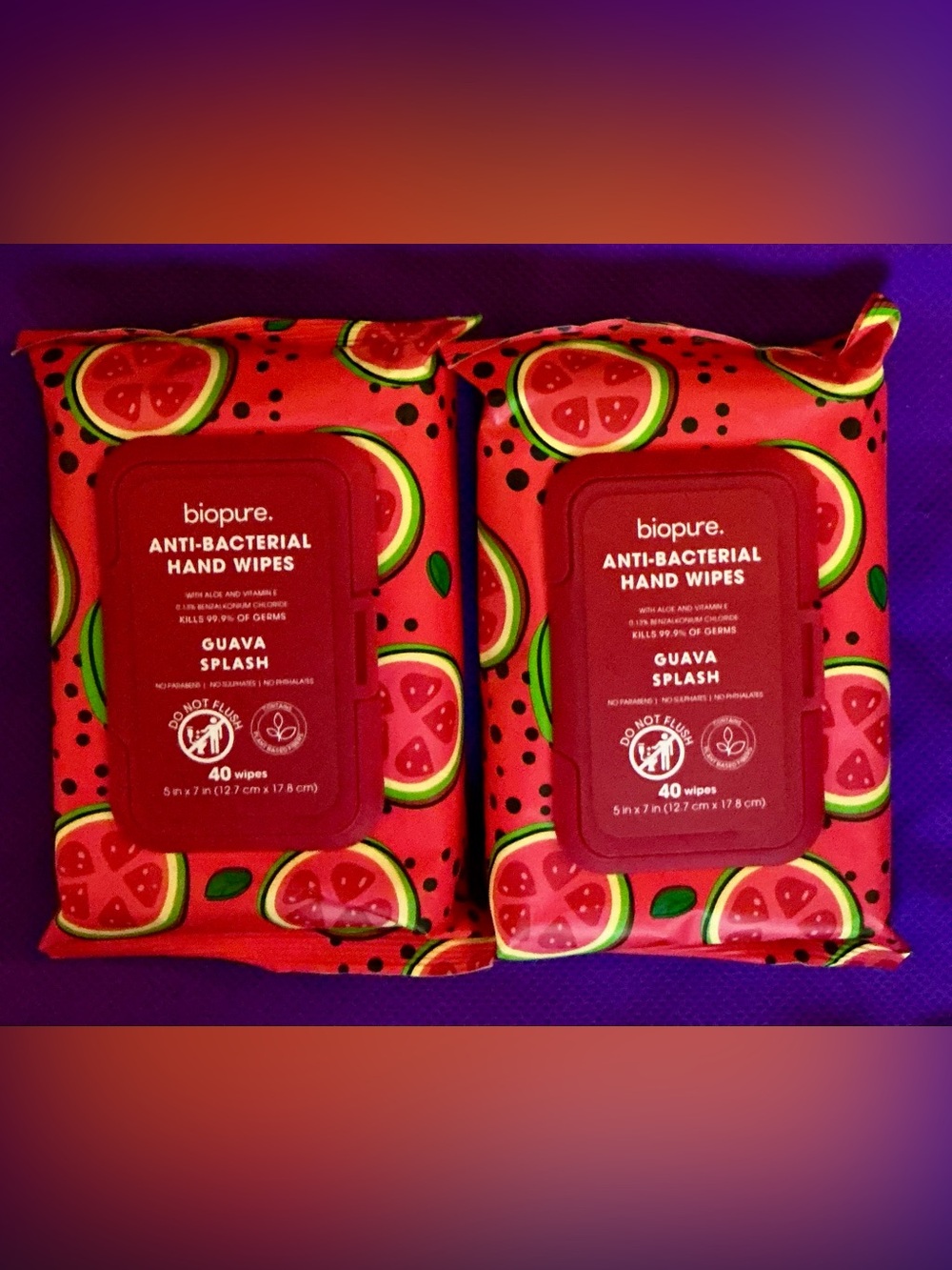 Guava Splash Anti-Bacterial Hand Wipes — Red